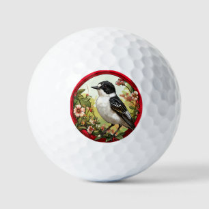 Colourful Pied flycatcher Bird Golf Balls