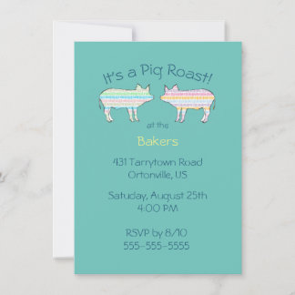Colourful Pig Roast Barbeque Invitation