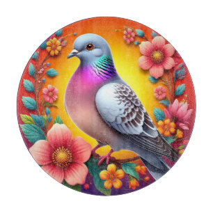 🌸 Colourful Pigeon Floral Cosy Home Style 🌸 Cutting Board