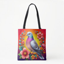 Colourful Pigeon Surrounded by Vibrant Flowers