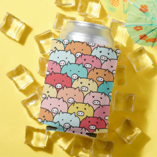 Colourful Pigs Funny And Cute Pattern Can Cooler