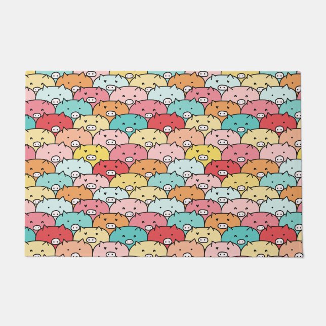 Colourful Pigs Funny And Cute Pattern Doormat (Front)