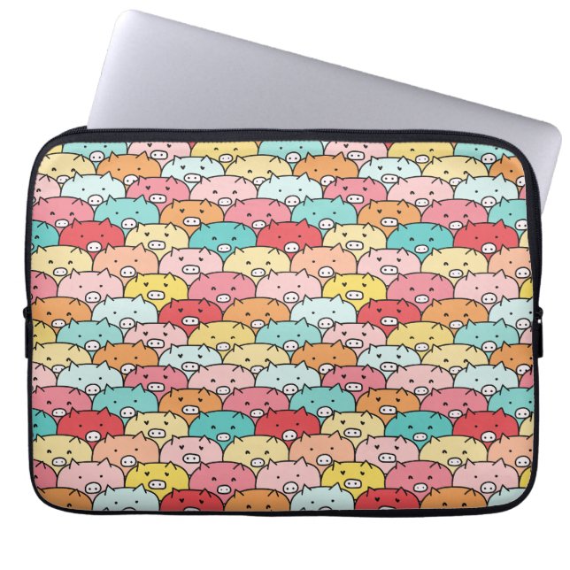Colourful Pigs Funny And Cute Pattern Laptop Sleeve (Front)