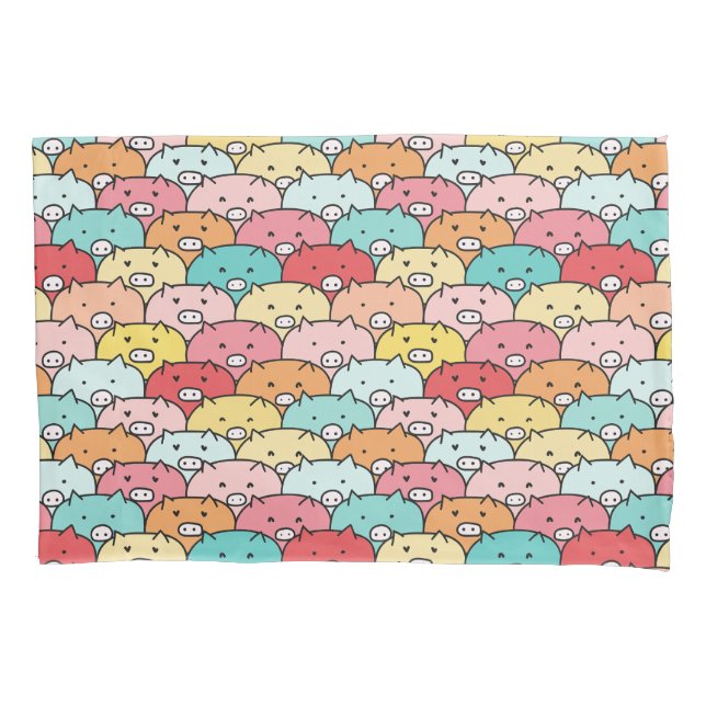 Colourful Pigs Funny And Cute Pattern Pillowcase (Front)