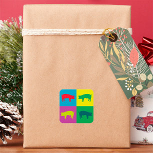 Colourful Pigs Square Sticker