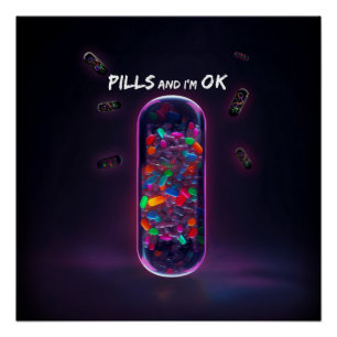 Colourful Pill cool medication trendy design Poster