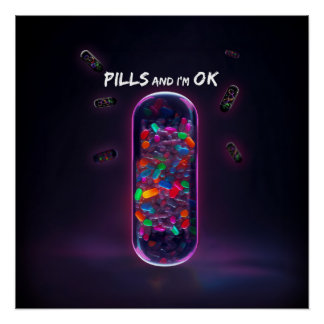 Colourful Pill cool medication trendy design Poster