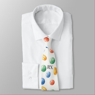 Colourful Pill Pattern Pharmacy RX Prescription Tie