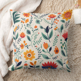 Colourful pillow with a floral pattern