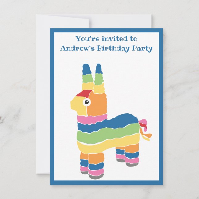 Colourful Pinata Birthday Party Invitation (Front)