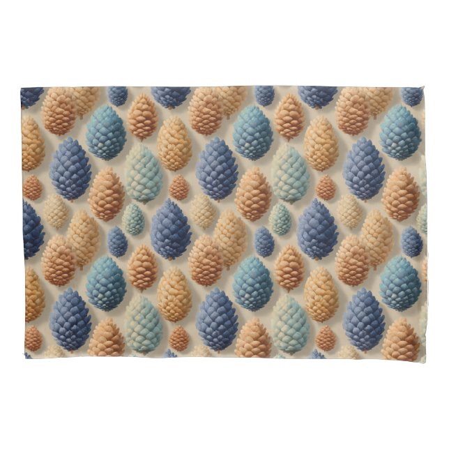 Colourful Pine Cones Winter Pattern Pillowcase (Front)