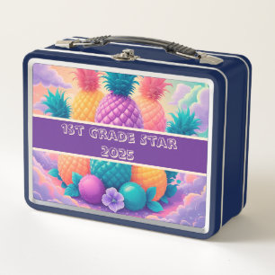 Colourful pineapple 1st grade star 2025 metal lunch box
