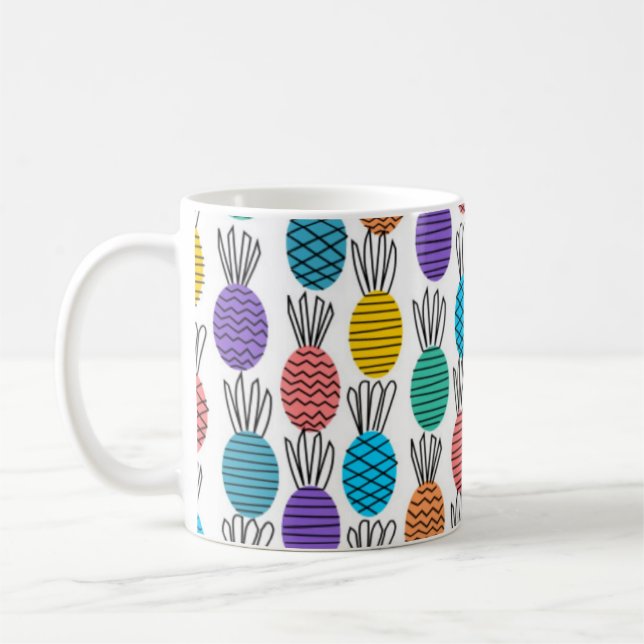 Colourful Pineapple Doodle Mug (Left)