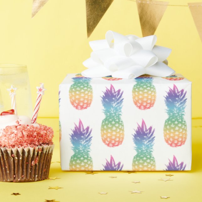 Colourful pineapple fruit pattern Birthday Wrapping Paper (Birthday Party)