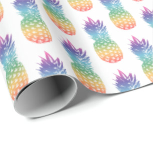 Colourful pineapple fruit pattern Birthday Wrapping Paper
