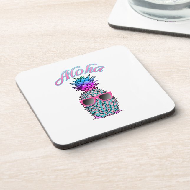 Colourful Pineapple Hawaiian Aloha Coaster (Left Side)