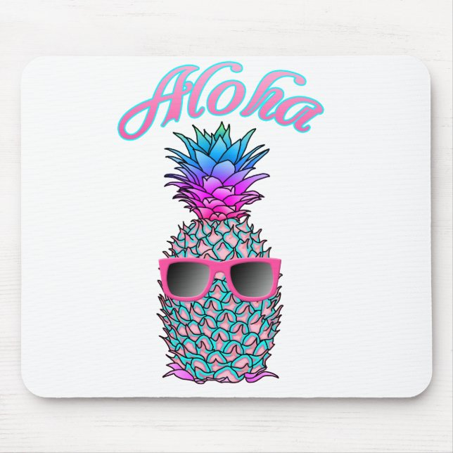 Colourful Pineapple Hawaiian Aloha Mouse Mat (Front)