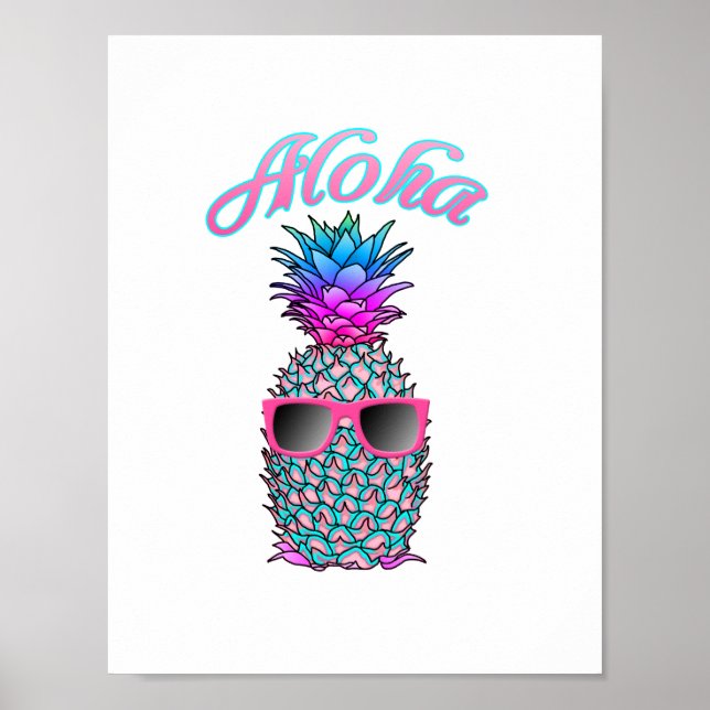 Colourful Pineapple Hawaiian Aloha Poster (Front)