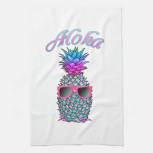 Colourful Pineapple Hawaiian Aloha Tea Towel