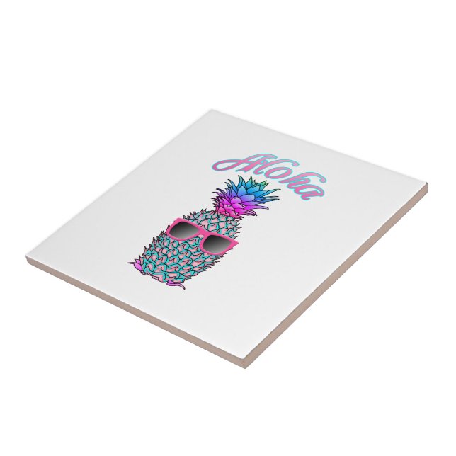 Colourful Pineapple Hawaiian Aloha Tile (Side)