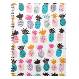 Colourful pineapple leaves, tropical doodle. notebook