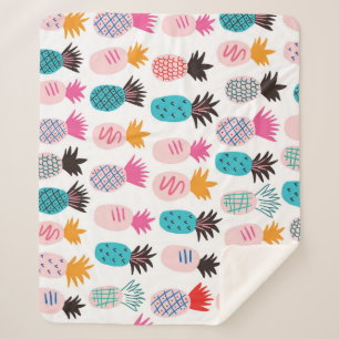 Colourful pineapple leaves, tropical doodle. sherpa blanket