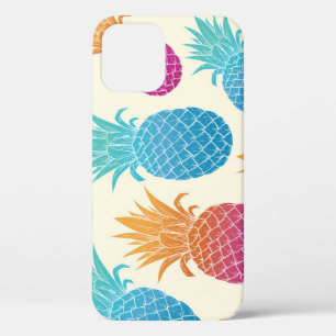 Colourful Pineapple Light Yellow Background iPhone 12 Case