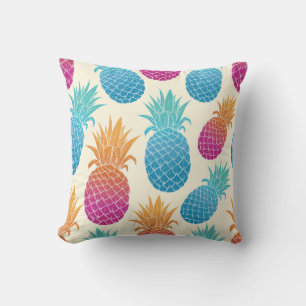 Colourful Pineapple Light Yellow Background Cushion