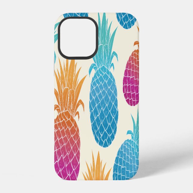 Colourful Pineapple Light Yellow Background iPhone Case (Back)
