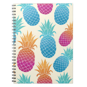 Colourful Pineapple Light Yellow Background Notebook