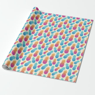 Colourful Pineapple Light Yellow Background Wrapping Paper