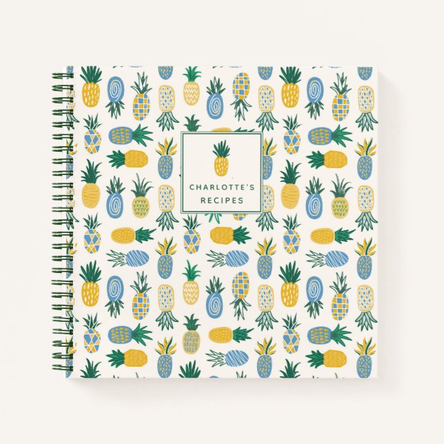 Colourful Pineapple Personalised Recipe Notebook (Front)