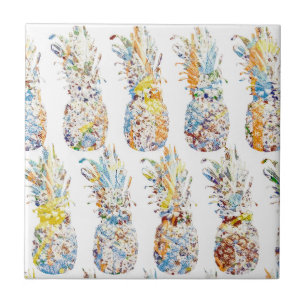Colourful Pineapple Print Tile