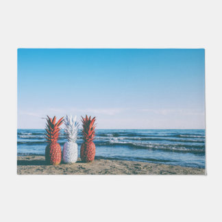 Colourful Pineapples on the Beach Doormat