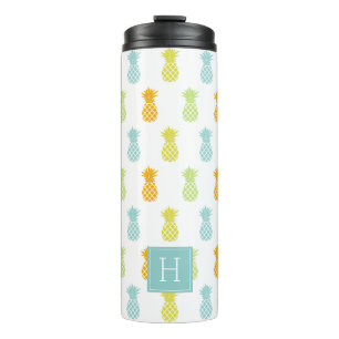 Colourful Pineapples Pattern Monogrammed Thermal Tumbler