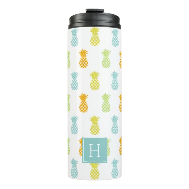 Colourful Pineapples Pattern Monogrammed Thermal Tumbler (Front)