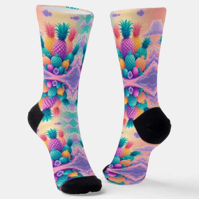 Colourful pineapples socks (Angled)