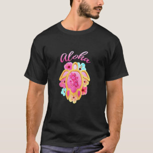Colourful Pink Aloha Hawaii Vacation Sea Turtle T-Shirt