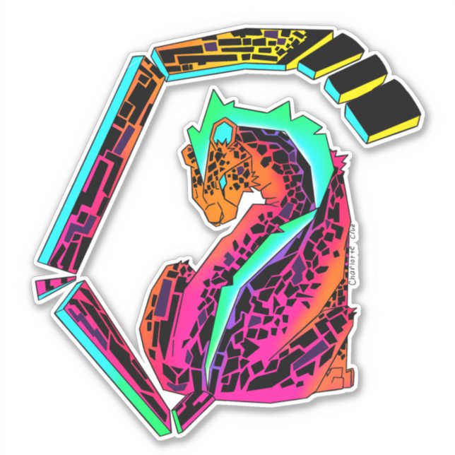 Colourful pink and blue cheetah with mohawk  (Front)