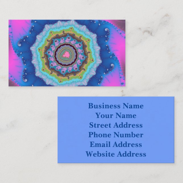 Colourful Pink and Blue Fractal Business Card (Front/Back)