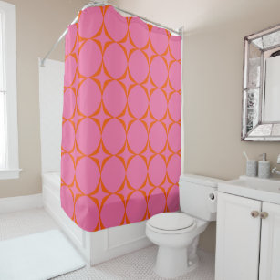 Colourful Pink and Orange Retro Mid Mod Pattern  Shower Curtain