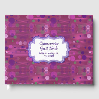 Colourful Pink and Purple Confetti Quinceañera Guest Book