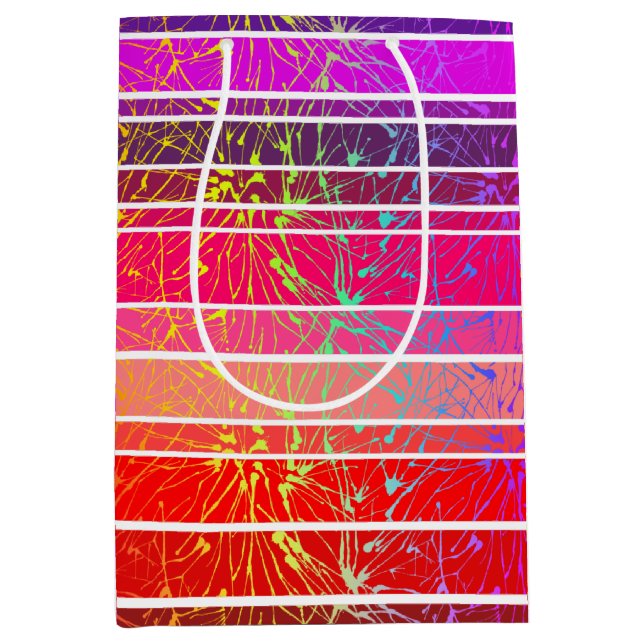 Colourful, Pink, and Purple Stripes, Fireworks Medium Gift Bag (Front)