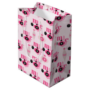 Colourful Pink And White Christmas Wrapping Paper Medium Gift Bag
