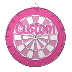 Colourful Pink and White Customisable Text Dartboard