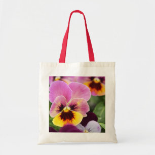 Colourful Pink and Yellow Pansy Flower Tote Bag