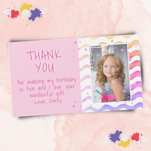 Colourful Pink Birthday Thank you Kids Girl Photo