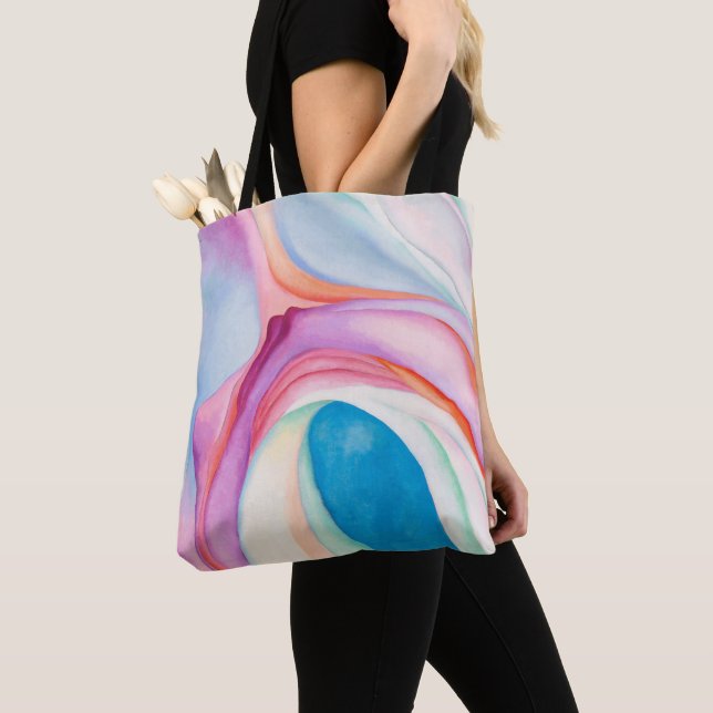 Colourful pink blue abstract art Georgia O'Keeffe  Tote Bag (Close Up)