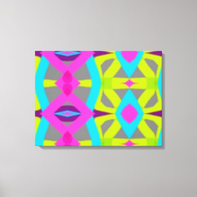 Colourful Pink Blue Lime Green Pattern Abstract Canvas Print (Front)