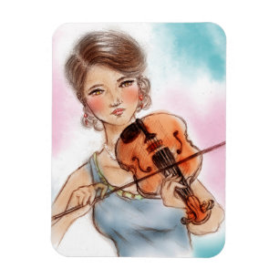 Colourful pink & blue vintage Photo Magnet - Violi